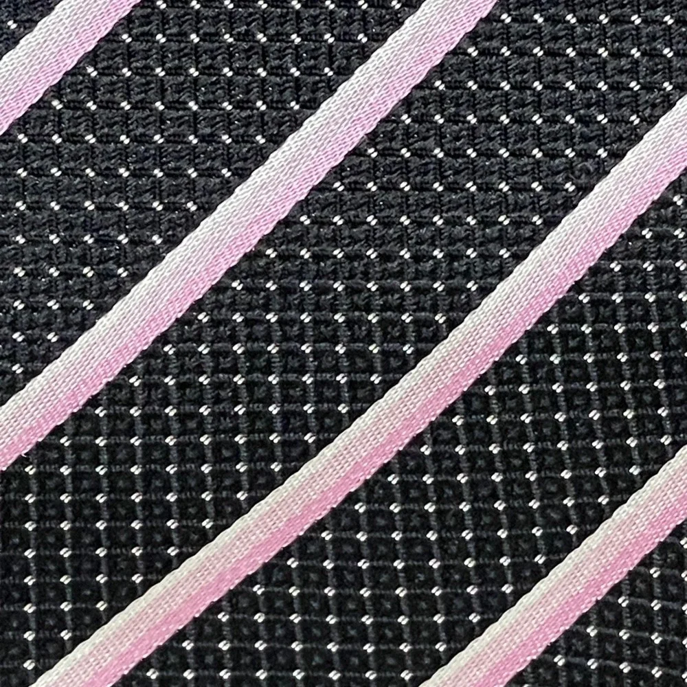 Hugo Boss Mens Repp Black Pink Stripe Dot Silk Tie Italy‎ Business Core Timeless